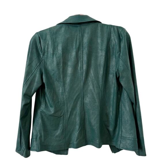 NWT Joseph Ribcoff Metallic Faux Leather Biker Jacket In Emerald In Green Small - Picture 2 of 6